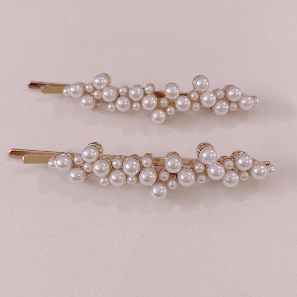 Gold Pearl Hair Clips